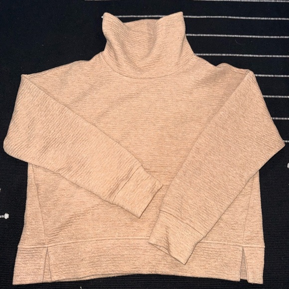 CALIA Cozy Turtleneck Ribbed Sweatshirt in Camel - Picture 2 of 4